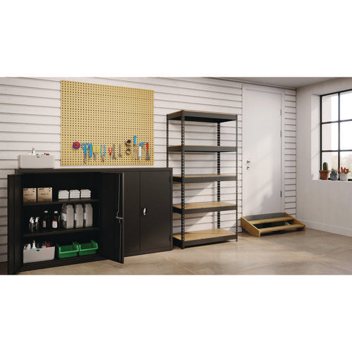 Image of Alera® Steel Shelving Unit with Particleboard Shelves, Five-Shelf, 36w x 18d x 72h, Steel, Black