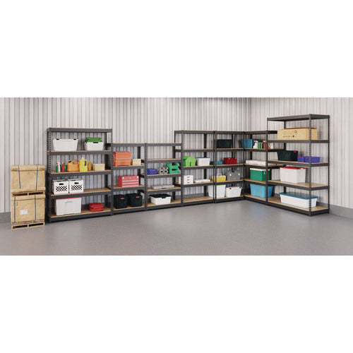 Image of Alera® Steel Shelving Unit with Particleboard Shelves, Five-Shelf, 36w x 18d x 72h, Steel, Black