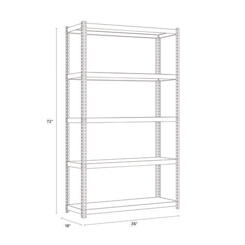 Image of Alera® Steel Shelving Unit with Particleboard Shelves, Five-Shelf, 36w x 18d x 72h, Steel, Black