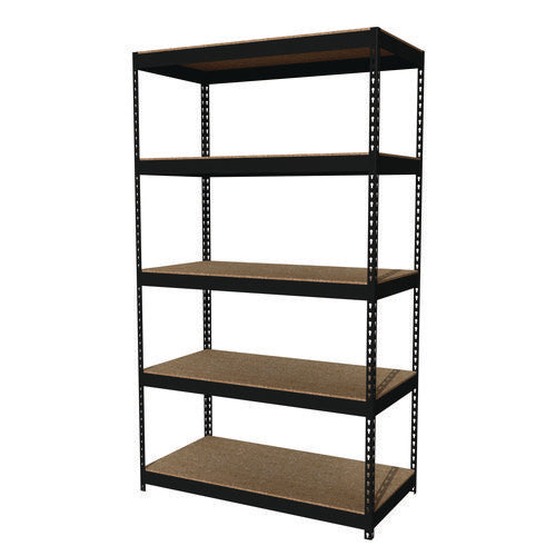 Image of Alera® Steel Shelving Unit with Particleboard Shelves, Five-Shelf, 48w x 24d x 84h, Steel, Black