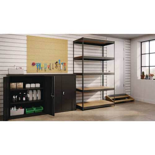Image of Alera® Steel Shelving Unit with Particleboard Shelves, Five-Shelf, 48w x 24d x 84h, Steel, Black