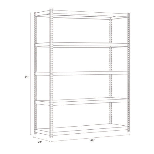 Image of Alera® Steel Shelving Unit with Particleboard Shelves, Five-Shelf, 48w x 24d x 84h, Steel, Black