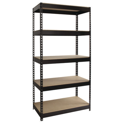 Image of Alera® Steel Shelving Unit with Particleboard Shelves, Five-Shelf, 36w x 18d x 72h, Steel, Black
