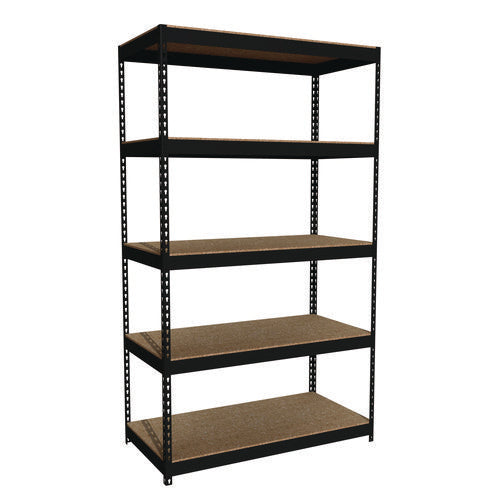 Image of Alera® Steel Shelving Unit with Particleboard Shelves, Five-Shelf, 48w x 24d x 84h, Steel, Black