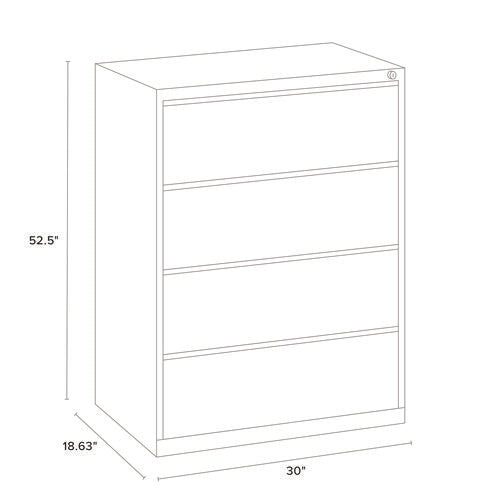 Image of Alera® Lateral File, 4 Legal/Letter-Size File Drawers, Light Gray, 30" x 18.62" x 52.5"