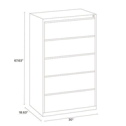 Image of Alera® Lateral File, 5 Legal/Letter-Size File Drawers, Light Gray, 30" x 18.62" x 67.62"