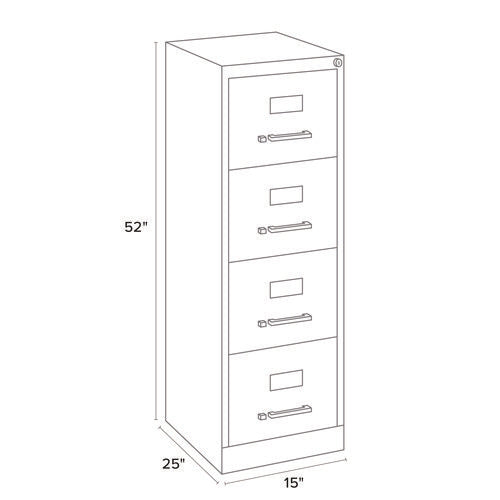 Image of Alera® Economy Vertical File, 4 Letter-Size File Drawers, Light Gray, 15" x 25" x 52"