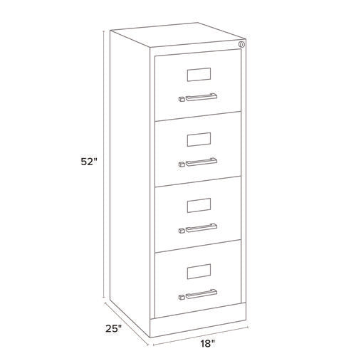 Image of Alera® Economy Vertical File, 4 Legal-Size File Drawers, Light Gray, 18" x 25" x 52"