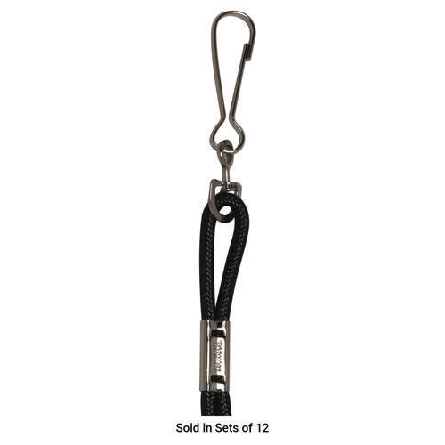 Image of Champion Sports Lanyard, Metal J-Hook Fastener, 20" Long, Black, 12/Pack
