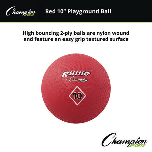 Image of Champion Sports Playground Ball, 10" Diameter, Red