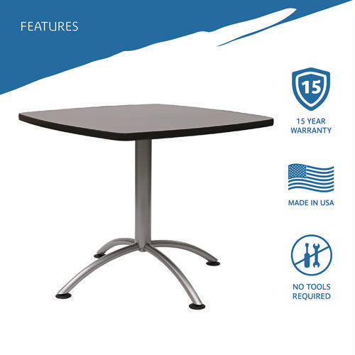 Image of Iceberg CafeWorks Cafe-Height Table, Square, 36" x 36" x 30", Graphite Granite/Silver