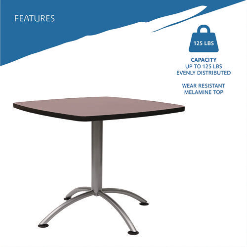 Image of Iceberg CafeWorks Cafe-Height Table, Square, 36" x 36" x 30", Walnut/Silver