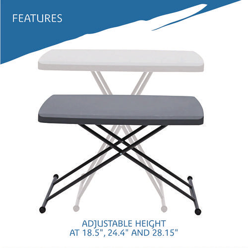Image of Iceberg IndestrucTable Classic Personal Folding Table, 30" x 20" x 25" to 28", Charcoal