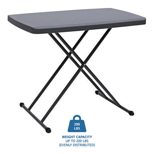 Image of Iceberg IndestrucTable Classic Personal Folding Table, 30" x 20" x 25" to 28", Charcoal