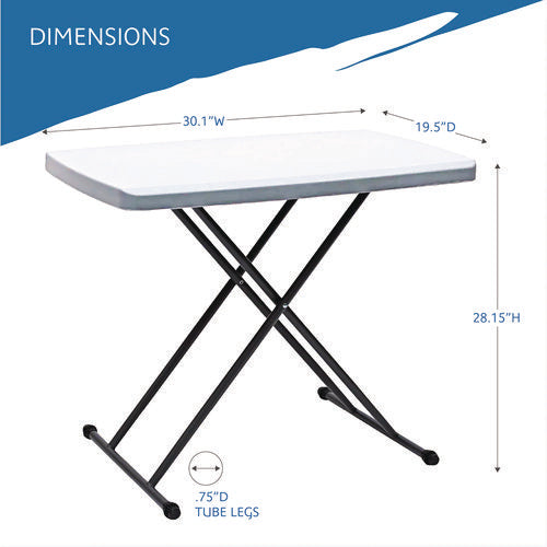 Image of Iceberg IndestrucTable Classic Personal Folding Table, 30" x 20" x 25" to 28", Platinum/Gray