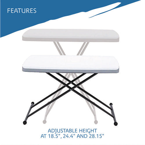 Image of Iceberg IndestrucTable Classic Personal Folding Table, 30" x 20" x 25" to 28", Platinum/Gray