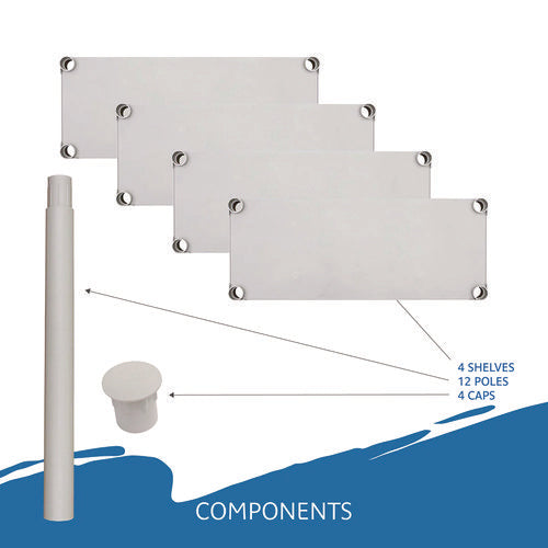 Image of Iceberg Rough n Ready Open Storage System, Four-Shelf, Injection-Molded Polypropylene, 32w x 13d x 54h, Platinum