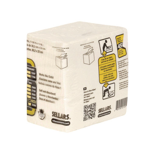 Image of TOOLBOX® Z300 Quarterfold Wipers, 1-Ply, 11.87 x 13, White, 12/Carton