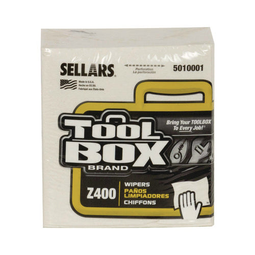 Image of TOOLBOX® Z400 Quarterfold Wipers, 1-Ply, 11.87 x 13, White, 12/Carton