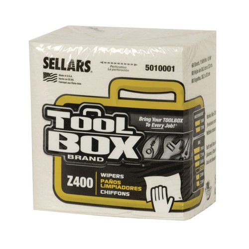 Image of TOOLBOX® Z400 Quarterfold Wipers, 1-Ply, 11.87 x 13, White, 12/Carton