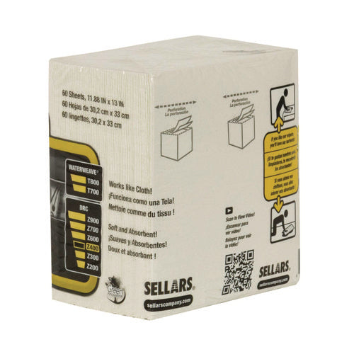Image of TOOLBOX® Z400 Quarterfold Wipers, 1-Ply, 11.87 x 13, White, 12/Carton