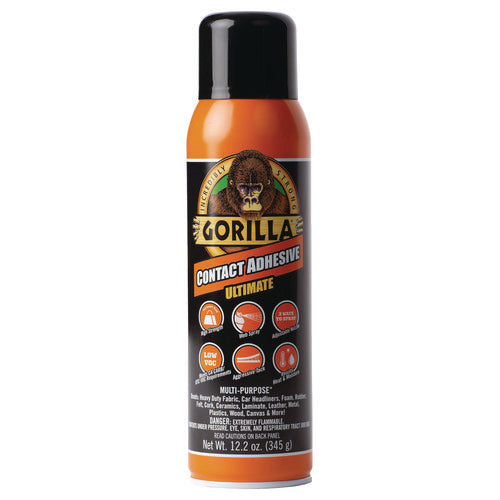Image of Gorilla® Contact Adhesive Ultimate, 12.2 oz Aerosol Spray, Dries Light Yellow