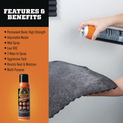 Image of Gorilla® Contact Adhesive Ultimate, 12.2 oz Aerosol Spray, Dries Light Yellow