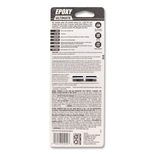 Image of Gorilla® Epoxy Ultimate, 0.85 oz Syringe, Dries Black
