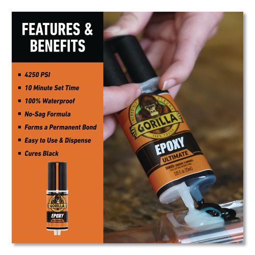 Image of Gorilla® Epoxy Ultimate, 0.85 oz Syringe, Dries Black