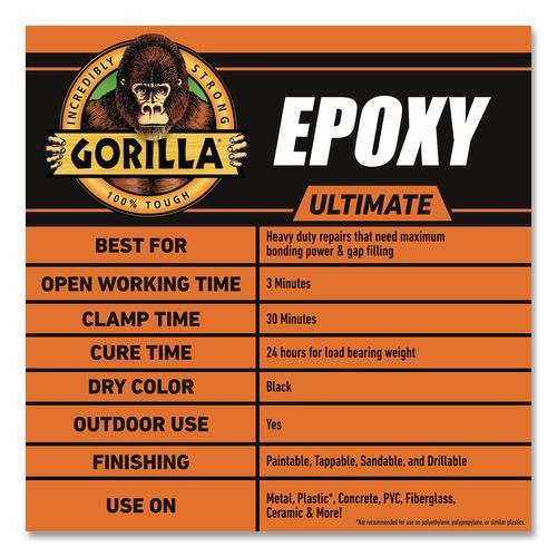 Image of Gorilla® Epoxy Ultimate, 0.85 oz Syringe, Dries Black