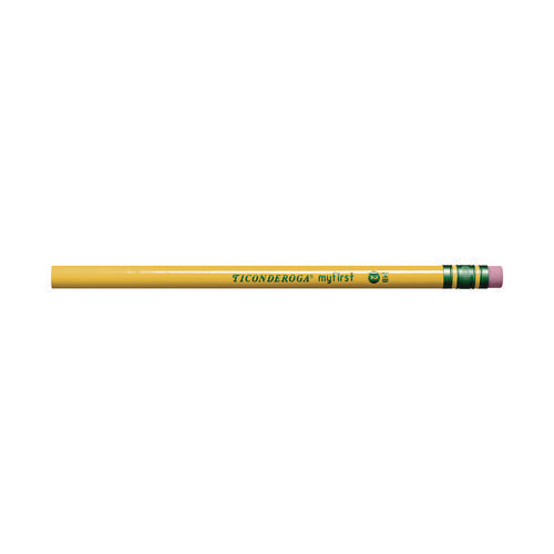 Image of Dixon® Ticonderoga Beginners Woodcase Pencil with Eraser and Microban, HB (#2), Black Lead, Yellow Barrel, 12/Pack