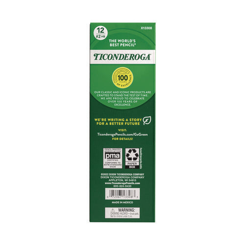Image of Dixon® Ticonderoga Beginners Woodcase Pencil with Eraser and Microban, HB (#2), Black Lead, Yellow Barrel, 12/Pack