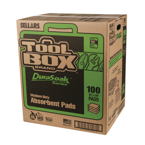 Image of TOOLBOX® DuraSoak Universal Sorbents Medium Duty Pad, 0.26 gal, 15 x 19, 100/Carton