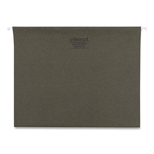 Image of Universal® Hanging File Folders, Letter Size, 1/5-Cut, Standard Green, 25/Box