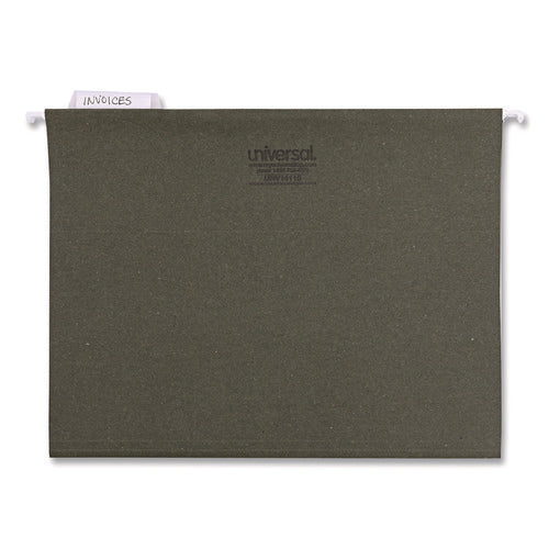 Image of Universal® Hanging File Folders, Letter Size, 1/5-Cut, Standard Green, 25/Box