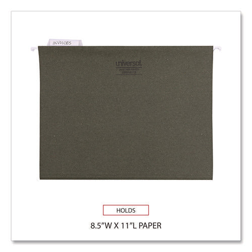 Image of Universal® Hanging File Folders, Letter Size, 1/5-Cut, Standard Green, 25/Box