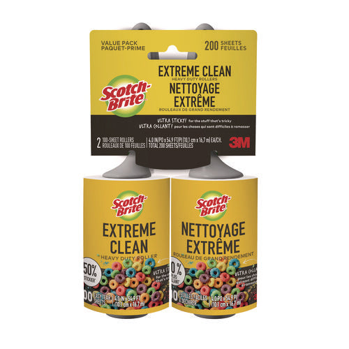 Image of Scotch-Brite® Extreme Clean Lint Roller, 100 Sheets/Roll, 2/Pack