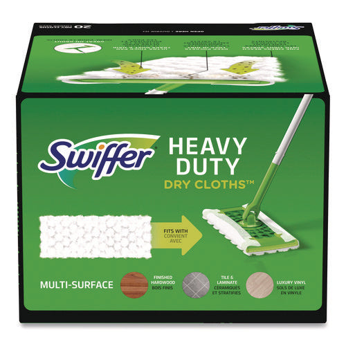 Image of Swiffer® Heavy-Duty Dry Refill Cloths, 10.3 x 7.8, White, 20/Pack, 4 Packs/Carton