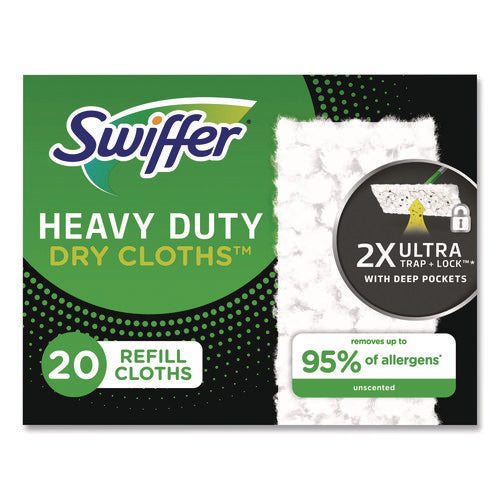 Image of Swiffer® Heavy-Duty Dry Refill Cloths, 10.3 x 7.8, White, 20/Pack, 4 Packs/Carton