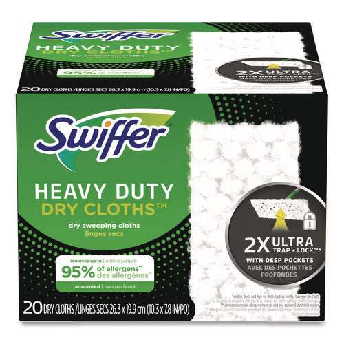 Image of Swiffer® Heavy-Duty Dry Refill Cloths, 10.3 x 7.8, White, 20/Pack, 4 Packs/Carton