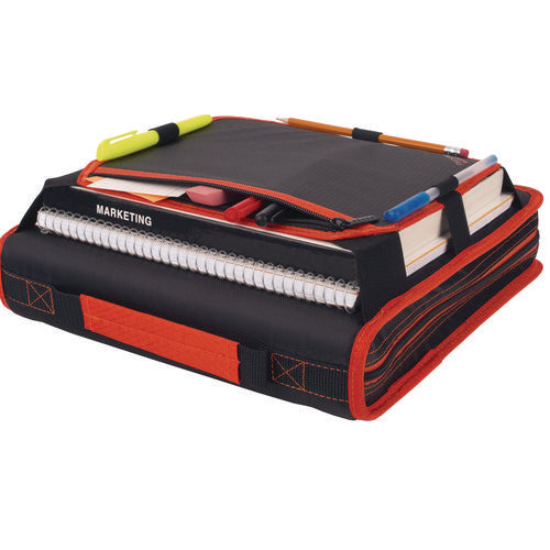 Image of Five Star® Zipper Binder, 3 Rings, 2" Capacity, 11 X 8.5, Black/red Accents