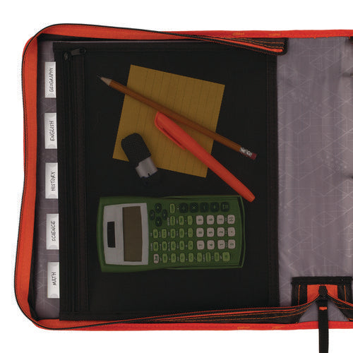 Image of Five Star® Zipper Binder, 3 Rings, 2" Capacity, 11 X 8.5, Black/red Accents