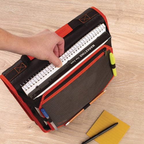 Image of Five Star® Zipper Binder, 3 Rings, 2" Capacity, 11 X 8.5, Black/red Accents