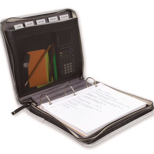 Image of Five Star® Zipper Binder, 3 Rings, 2" Capacity, 11 X 8.5, Black/gray Accents
