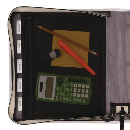 Image of Five Star® Zipper Binder, 3 Rings, 2" Capacity, 11 X 8.5, Black/gray Accents