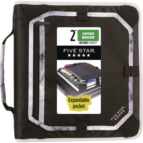 Image of Five Star® Zipper Binder, 3 Rings, 2" Capacity, 11 X 8.5, Black/gray Accents