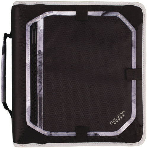 Image of Five Star® Zipper Binder, 3 Rings, 2" Capacity, 11 X 8.5, Black/gray Accents