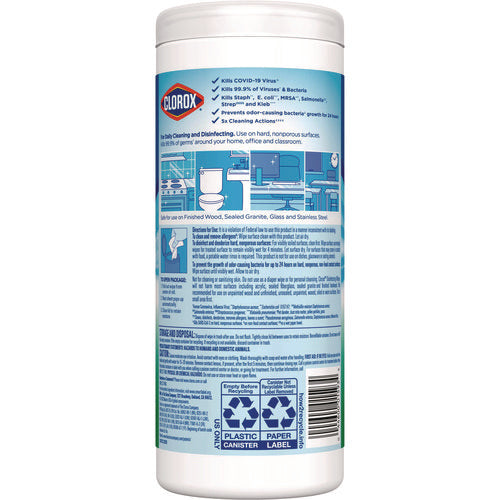 Image of Clorox® Disinfecting Wipes, Bleach Free Cleaning Wipes, 1-Ply, 7 x 8, Fresh Scent, White, 35/Canister, 12 Canisters/Carton
