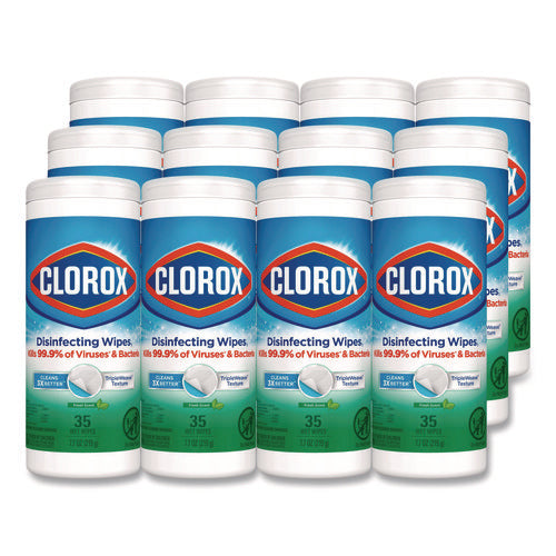 Image of Clorox® Disinfecting Wipes, Bleach Free Cleaning Wipes, 1-Ply, 7 x 8, Fresh Scent, White, 35/Canister, 12 Canisters/Carton