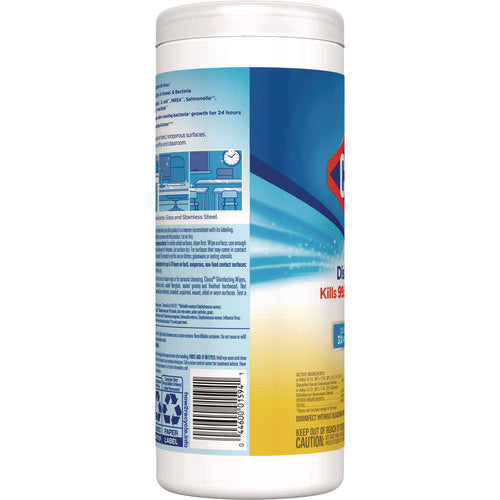 Image of Clorox® Disinfecting Wipes, Bleach Free Cleaning Wipes, 1-Ply, 7 x 8, Crisp Lemon, White, 35/Canister, 12 Canisters/Carton